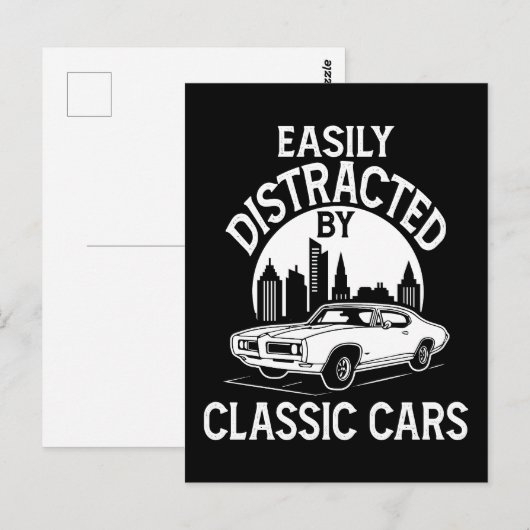Easily Distracted By Classic Cars Funny Postkarte (Vorne/Hinten)