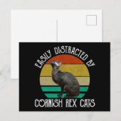 Easily Distracted By Cornish Rex Cats Postkarte (Vorne/Hinten)