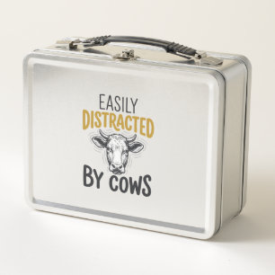 Easily Distracted By Cows Lustiges Kuhliebhaber-Sh Metall Brotdose
