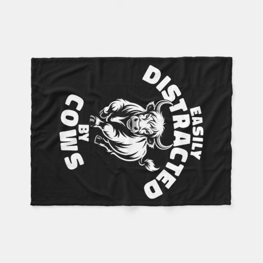 Easily Distracted By Cows Western Highland Cow Fleecedecke (Vorderseite (Horizontal))