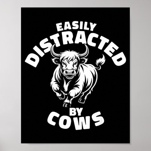 Easily Distracted By Cows Western Highland Cow Poster (Vorne)
