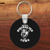 Easily Distracted By Cows Western Highland Cow Schlüsselanhänger (Vorderseite)