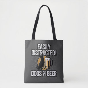Easily Distracted by Dogs and Beer Tote Bag Tasche
