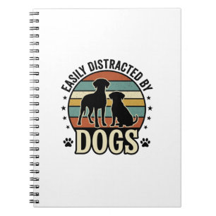 Easily Distracted by Dogs Vintage Silhouette Desig Notizblock