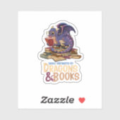 Easily Distracted By Dragons and Books Dragon Book Aufkleber (Blatt)