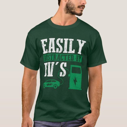 Easily Distracted By EVs Electric Car EV Driver gi T-Shirt (Vorderseite)