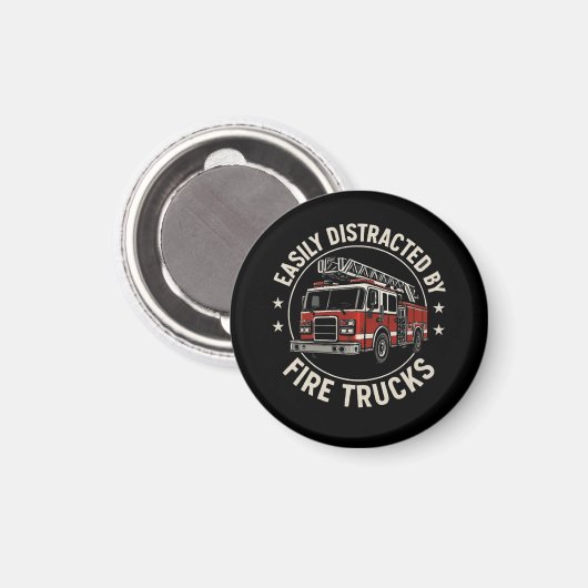 Easily Distracted By Feuerwehrwagen Magnet (Vorderseite/Rückseite)
