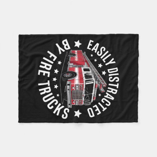 Easily Distracted By Fire Trucks Design  Fleecedecke (Vorderseite (Horizontal))