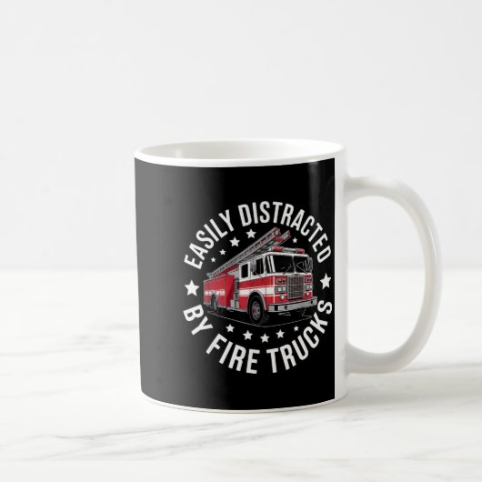 Easily Distracted By Fire Trucks Design  Kaffeetasse (Rechts)
