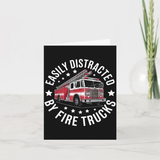 Easily Distracted By Fire Trucks Design Karte (Vorderseite)