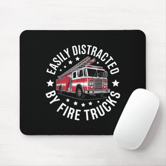 Easily Distracted By Fire Trucks Design Mousepad (Mit Mouse)