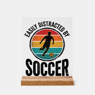 Easily Distracted By Fußball Vintage-Shirt-Design  Acrylschild