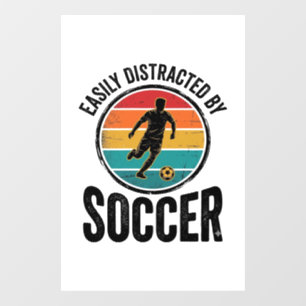 Easily Distracted By Fußball Vintage-Shirt-Design Fensteraufkleber