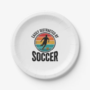 Easily Distracted By Fußball Vintage-Shirt-Design Pappteller