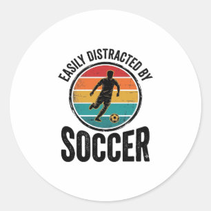 Easily Distracted By Fußball Vintage-Shirt-Design Runder Aufkleber