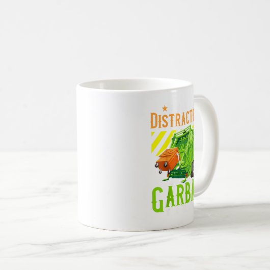 Easily Distracted By Garbage Trucks Funny Truck Lo Kaffeetasse (VorderseiteRechts)