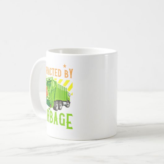 Easily Distracted By Garbage Trucks Funny Truck Lo Kaffeetasse (Vorderseite Links)