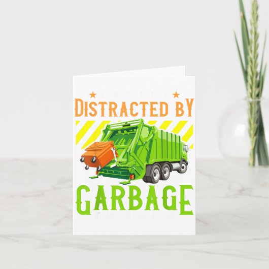 Easily Distracted By Garbage Trucks Funny Truck Lo Karte (Vorderseite)
