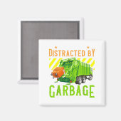 Easily Distracted By Garbage Trucks Funny Truck Lo Magnet (Vorderseite/Rückseite)