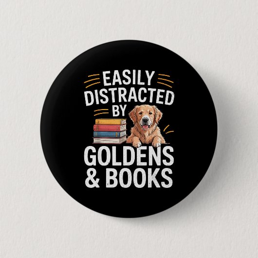 Easily Distracted By Goldens & Books - Golden Button (Vorderseite)