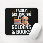 Easily Distracted By Goldens & Books - Golden Mousepad (Mit Mouse)