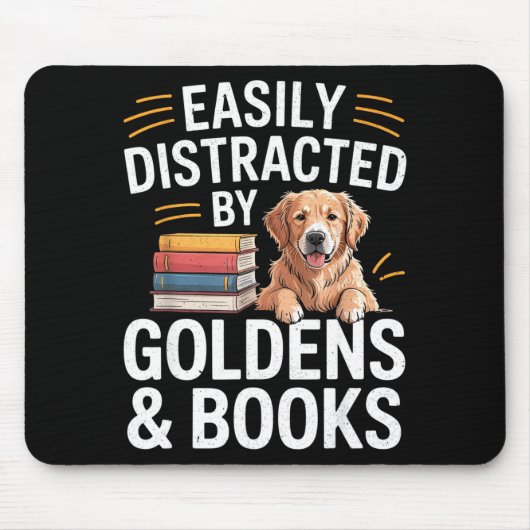 Easily Distracted By Goldens & Books - Golden Mousepad (Vorne)