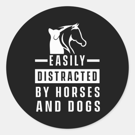 Easily Distracted By Horses Dogs Animal Lover Gift Runder Aufkleber (Vorderseite)
