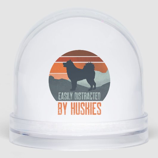 Easily Distracted By Huskies Dog Walking Schneekugeln (Vorderseite)