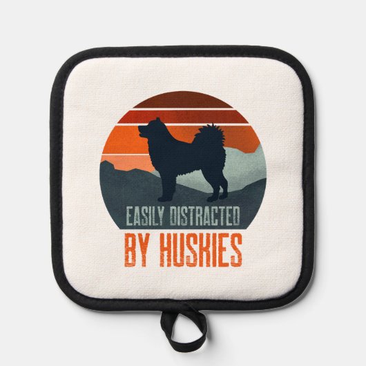 Easily Distracted By Huskies Dog Walking Topflappen (Vorderseite)