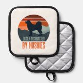 Easily Distracted By Huskies Dog Walking Topflappen (Vorderseite/Rückseite)