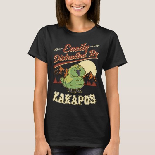 Easily distracted by Kakapos Night Parrot Kakapo T-Shirt (Vorderseite)