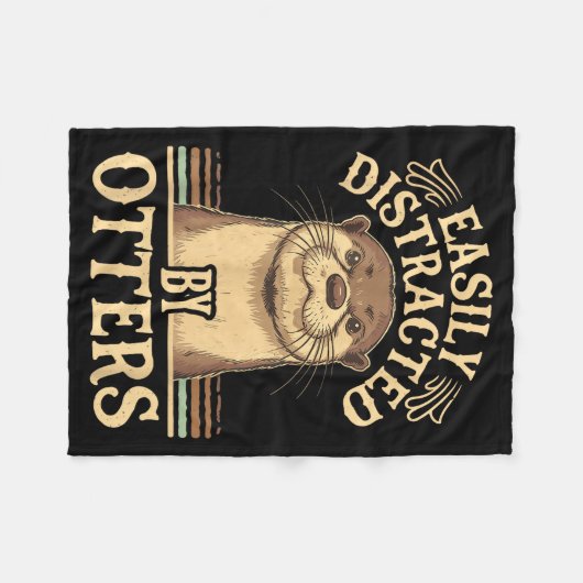 Easily Distracted By Otters Funny Otters Lovers Jo Fleecedecke (Vorderseite (Horizontal))