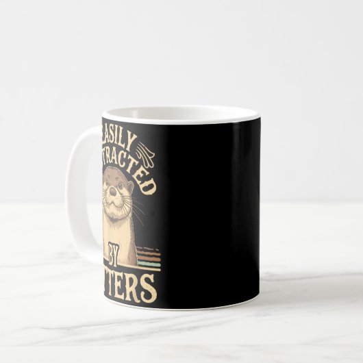 Easily Distracted By Otters Funny Otters Lovers Jo Kaffeetasse (Vorderseite Links)