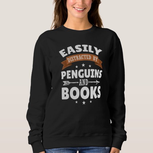 Easily Distracted By Penguins & Books Birds Sweatshirt (Vorderseite)