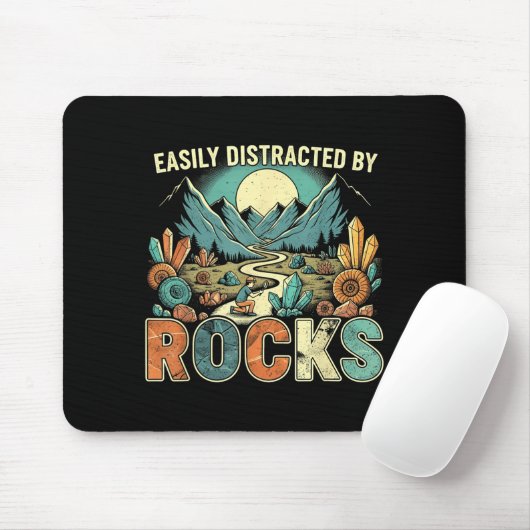 Easily Distracted By Rocks Geology Geologist Colle Mousepad (Mit Mouse)