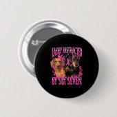 Easily Distracted By Six Seven 67 Meme Dachshund W Button (Vorne & Hinten)