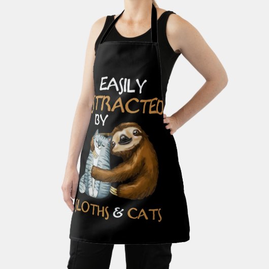 Easily Distracted By Sloths And Cats Sloth Lover Schürze (InSitu)