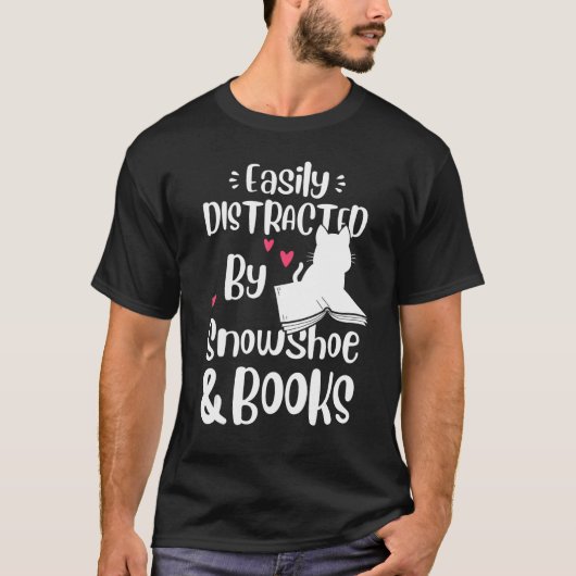 Easily Distracted By Snowshoe Cat And Books Kitte T-Shirt (Vorderseite)