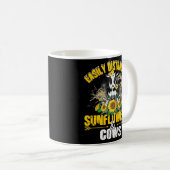 Easily Distracted By Sunflowers And Cows Funny Kaffeetasse (VorderseiteRechts)