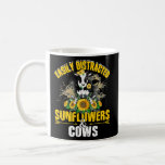 Easily Distracted By Sunflowers And Cows Funny Kaffeetasse<br><div class="desc">Easily Distracted By Sunflowers And Cows Funny Farmer Gift. Perfect gift for your dad,  mom,  papa,  men,  women,  friend and family members on Thanksgiving Day,  Christmas Day,  Mothers Day,  Fathers Day,  4th of July,  1776 Independent day,  Veterans Day,  Halloween Day,  Patrick's Day</div>