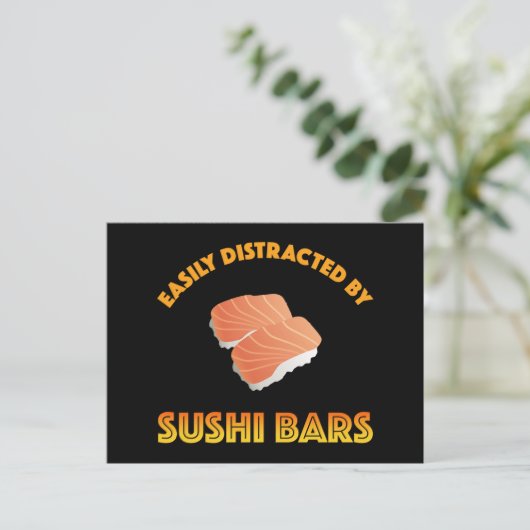 Easily Distracted By Sushi Bars Postkarte (Stehend Vorderseite)