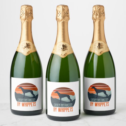 Easily Distracted By Whippets Dog Walking Schaumweinetikett (Flaschen)