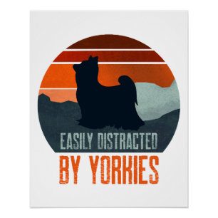 Easily Distracted By Yorkies Hunde Spaziergang Poster