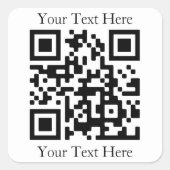 Easily Upload Your Own QR Code & Add Text Quadratischer Aufkleber (Vorderseite)