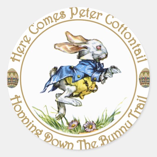 Easster - Hier kommt Peter Cottontail Runder Aufkleber (Vorderseite)