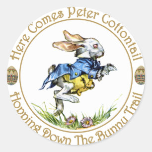 Easster - Hier kommt Peter Cottontail Runder Aufkleber