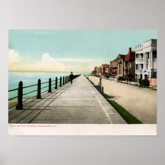 East Battery Parade, Charleston SC 1900 Vintag Poster (Vorne)