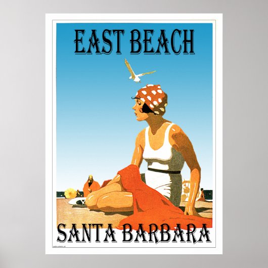East Beach Santa Barbara, Kalifornien Retro Beach  Poster (Vorne)