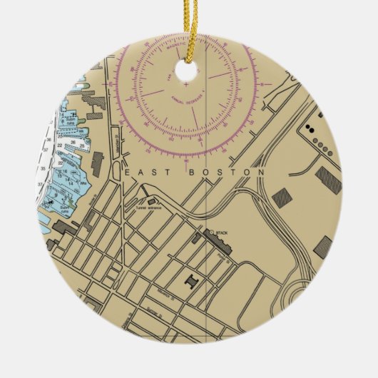 East Boston MA Chart Keramik Ornament (Vorne)