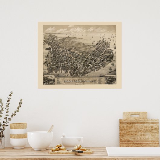 East Boston, MA Panoramic Map - 1879 Poster (Küche)